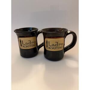 Deneen Pottery Mug Set (2) Ladro Roasting Hand Thrown Handmade Stoneware 2015
